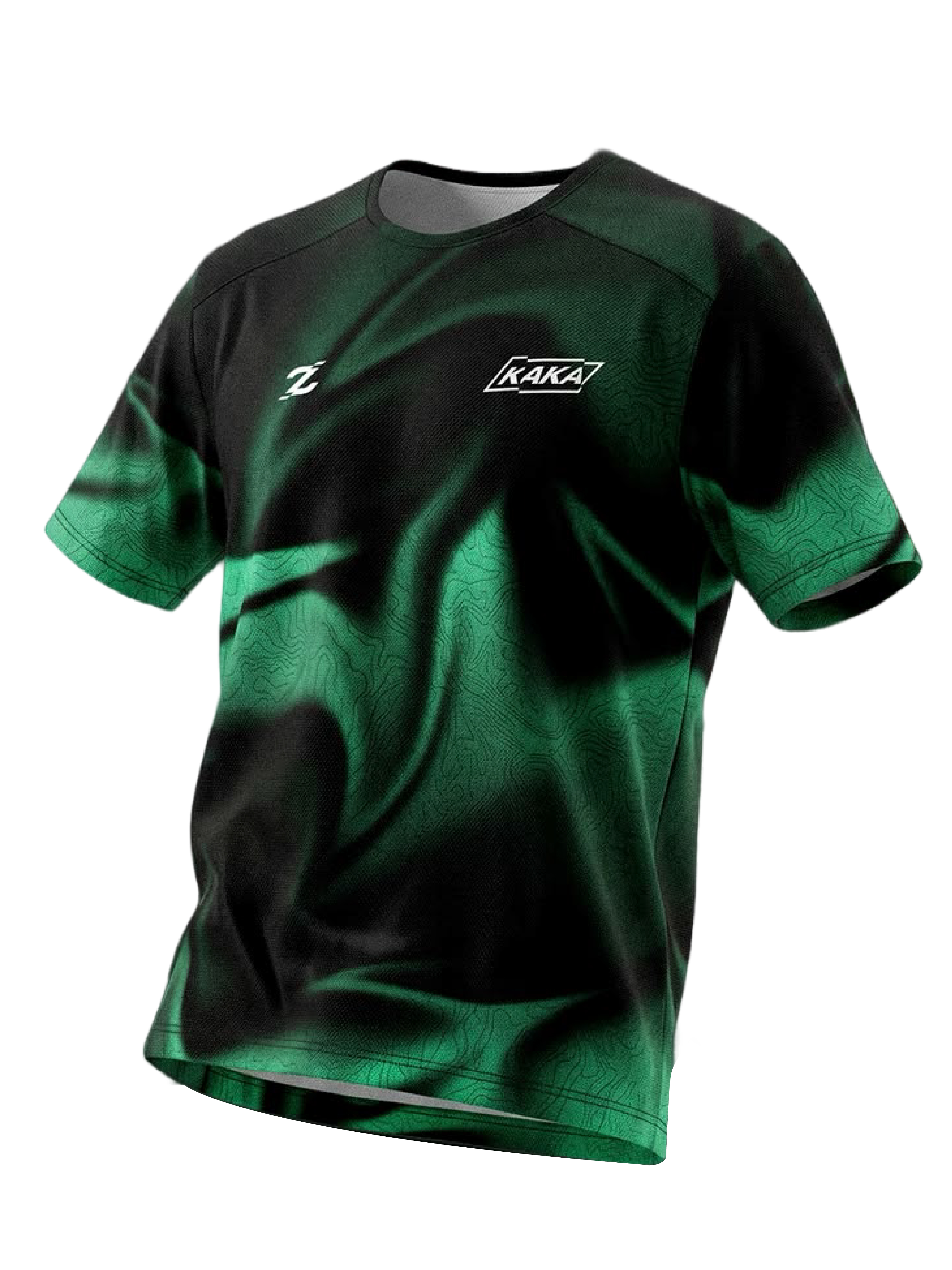 KAKA green and black short sleeve jersey, front